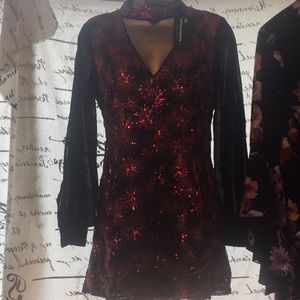 Black and red sequins romper